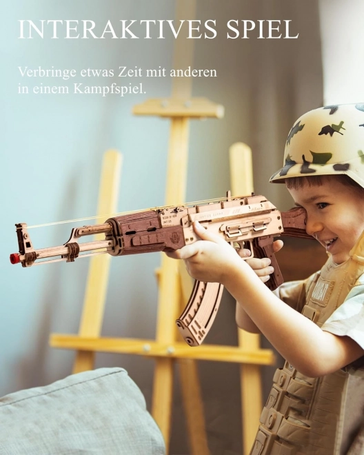 RoboTime 3D Dřevěné mechanické puzzle Útočná puška AK-47