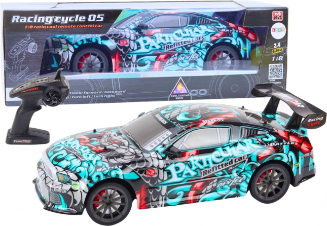 Velké Sportovní Auto na Dálkové Ovládání 1:8 Graffiti Světla Zvuky