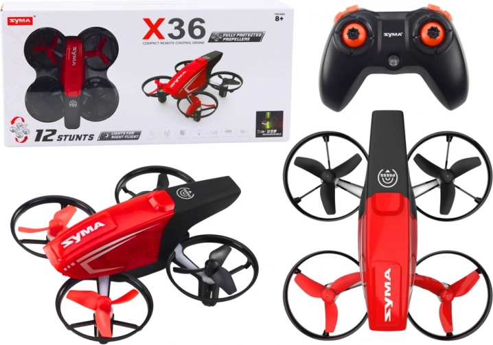 rc dron s ochranou vrtulí SYMA – červený mini dron s dálkovým ovládáním