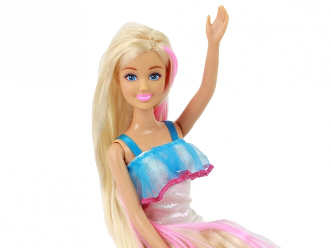 Lalce Anlily s dlouhými blond vlasy - styling set