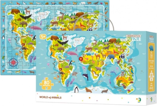 Puzzle svět zvířat 80 dílků 45 × 31 cm