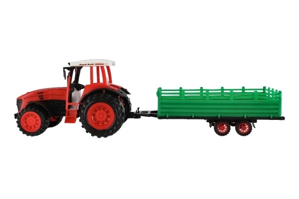 Traktor s vlekem s rotavátorem plast 52cm na setrvačník 2 barvy v blistru