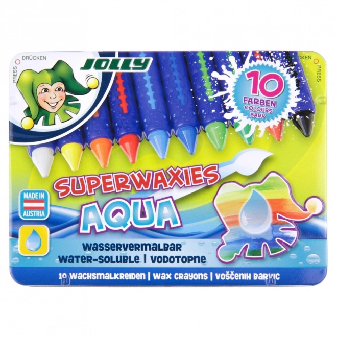 Nezlomné voskové pastelky AQUA v kovové krabičce