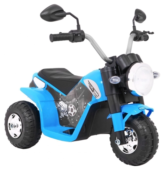 Dětské kolo MiniBike na baterie + zvuky + LED světla + eko kůže – Modré