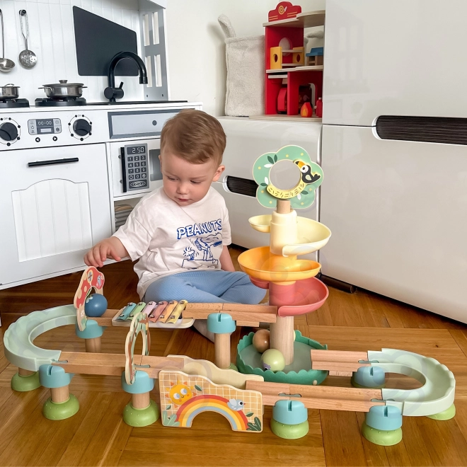 Dřevěná kuličková dráha s Xylofonem Tooky Toy 44 ks