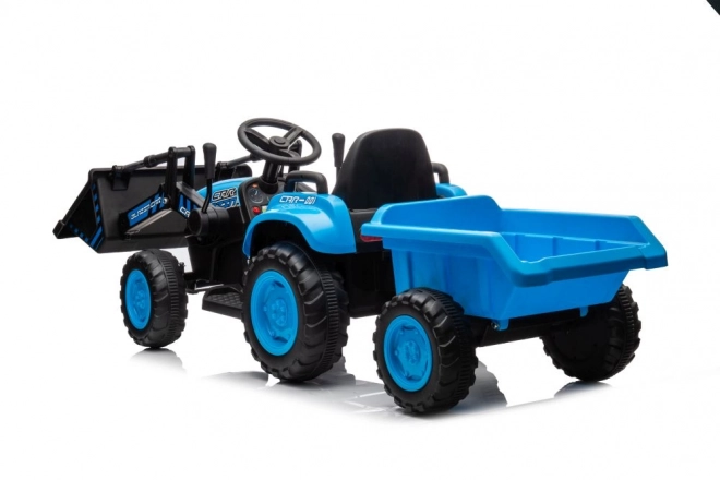 Elektrický dětský traktor s lžící modrý