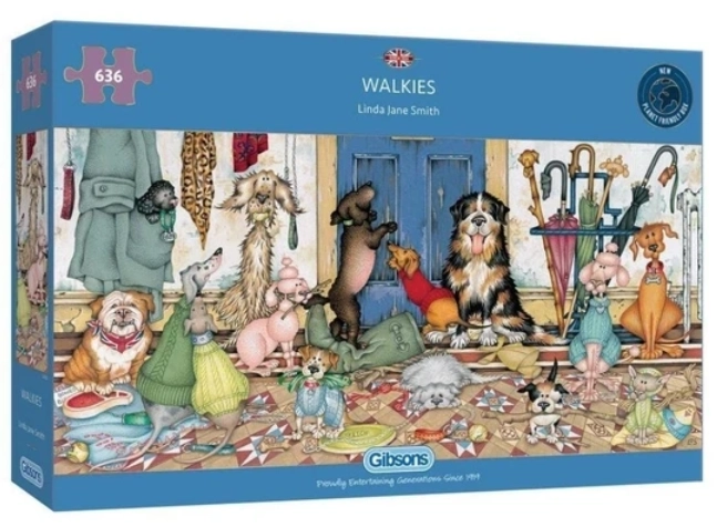 GIBSONS Panoramatické puzzle Venčení pejsků 636 dílků