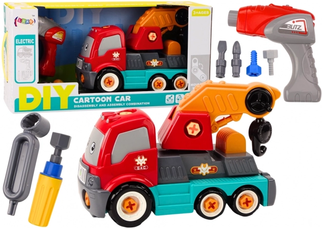 Kreslený náklaďák s jeřábem DIY