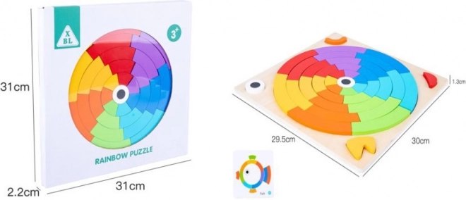 Dřevěné puzzle duhové kolo