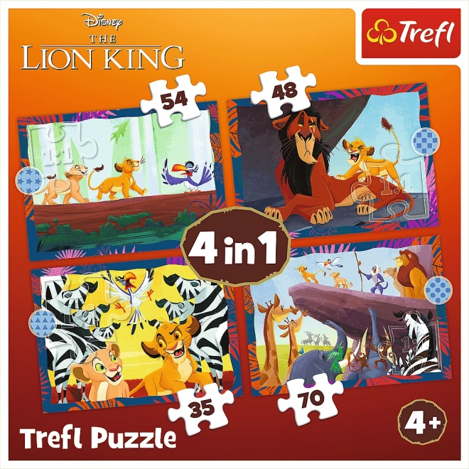 TREFL Puzzle Odvážný Lví král 4v1 (35,48,54,70 dílků)