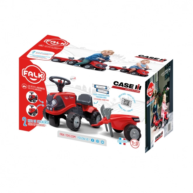 Jezdící traktor Baby Case IH červený s přívěsem