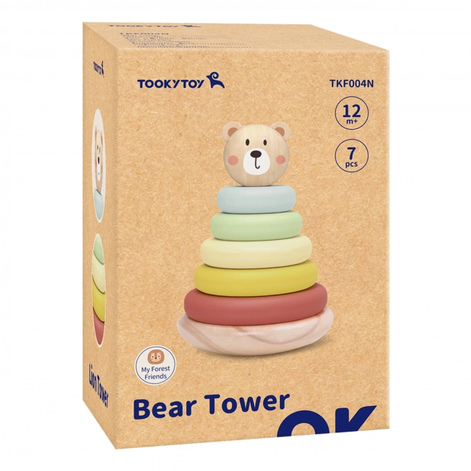 Dřevěná skládanka pyramida Medvídek Tooky Toy