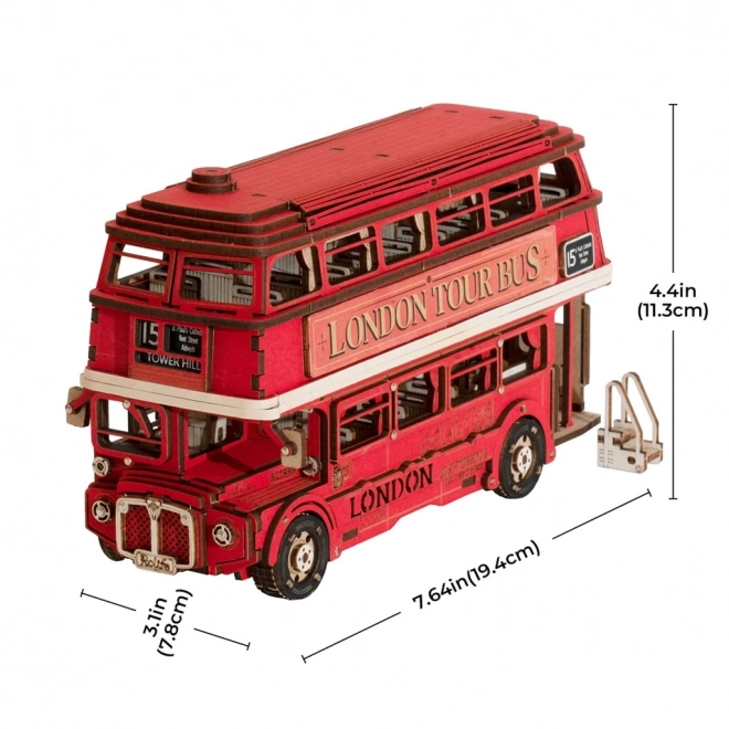 3D dřevěná skládačka londýnský double-decker