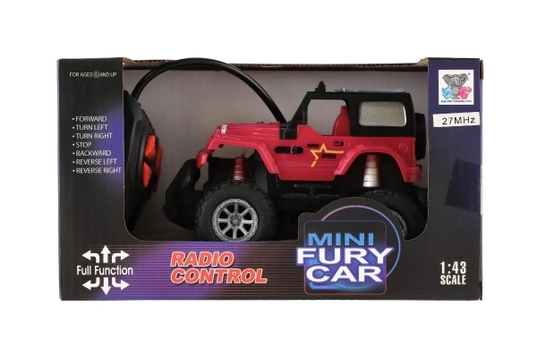 Auto RC terénní 14cm plast 27MHz na baterie se světlem v krabici 20x11x10cm – Růžové