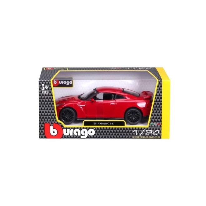 Nissan GT-R Bburago 1:24 metallic bílá – Červený