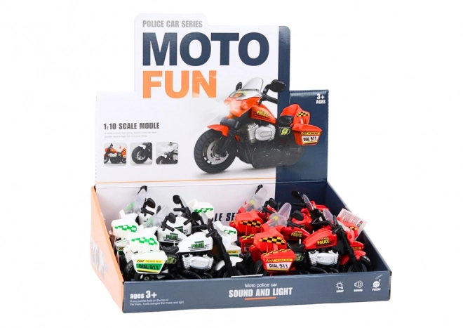 Motocykl Policie 1:10 Světla Zvuky Bílý Červený