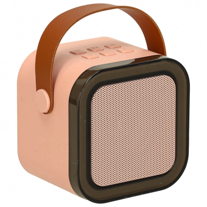 Karaoke set 2 mikrofony + přenosný reproduktor BLUETOOTH USB LED růžová