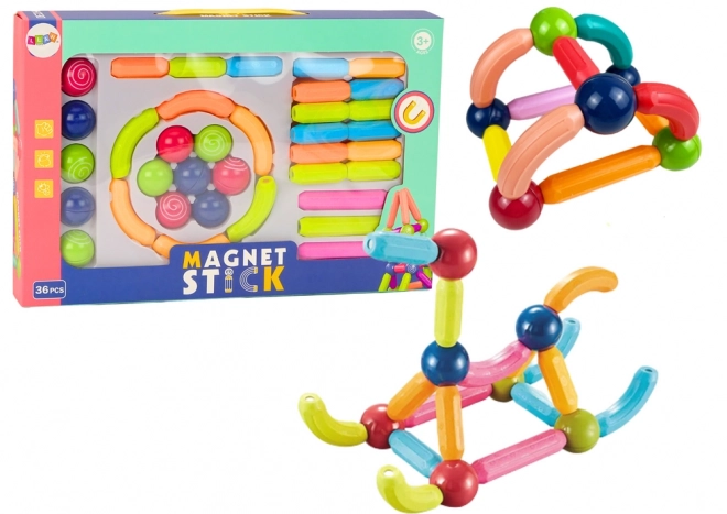 Sada stavebních magnetických kostek 36L barevných