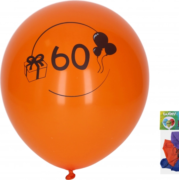 Balónky s číslem 60, 30 cm, mix barev, sada 5 ks