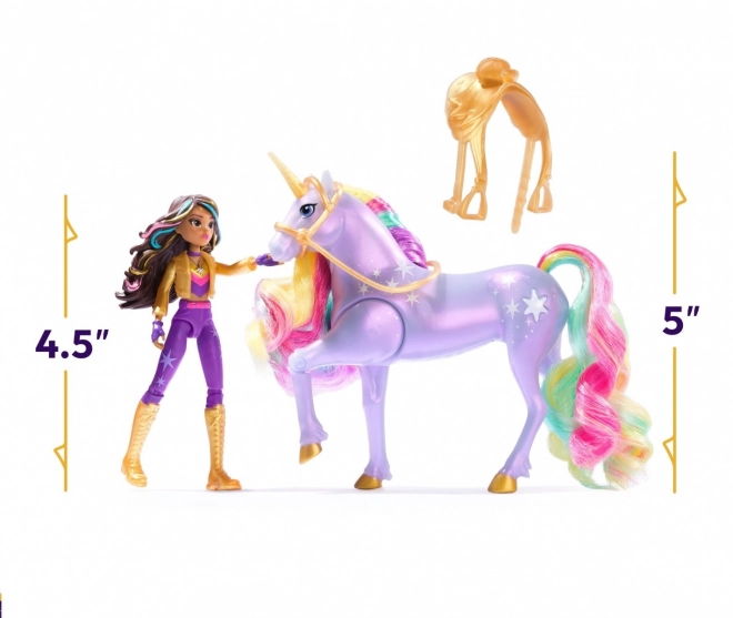 Sophia a Wildstar z Akademie jednorožců s magickým světlem