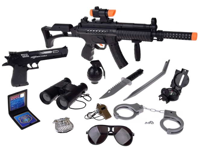 Policejní set pro hru policista zbraň pouta ZA4826