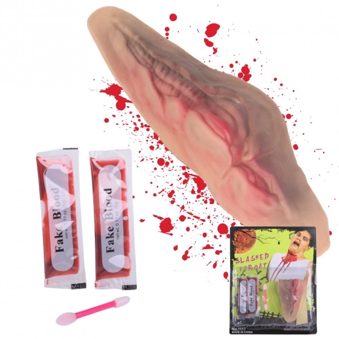 Falešná rána na krku s falešnou krví pro halloween