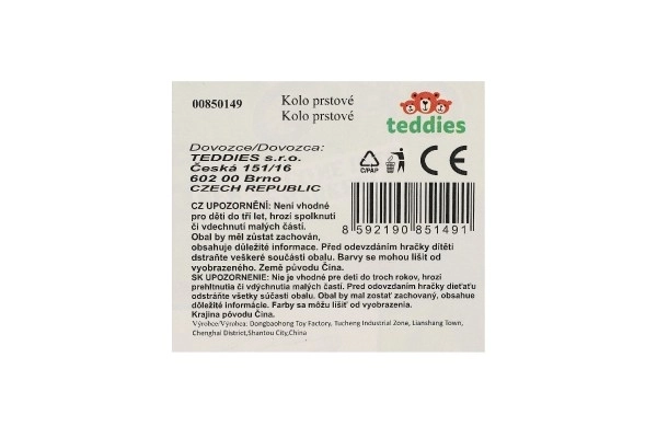 Kolo prstové šroubovací 10cm plast 3 barvy na kartě 17x21x4cm
