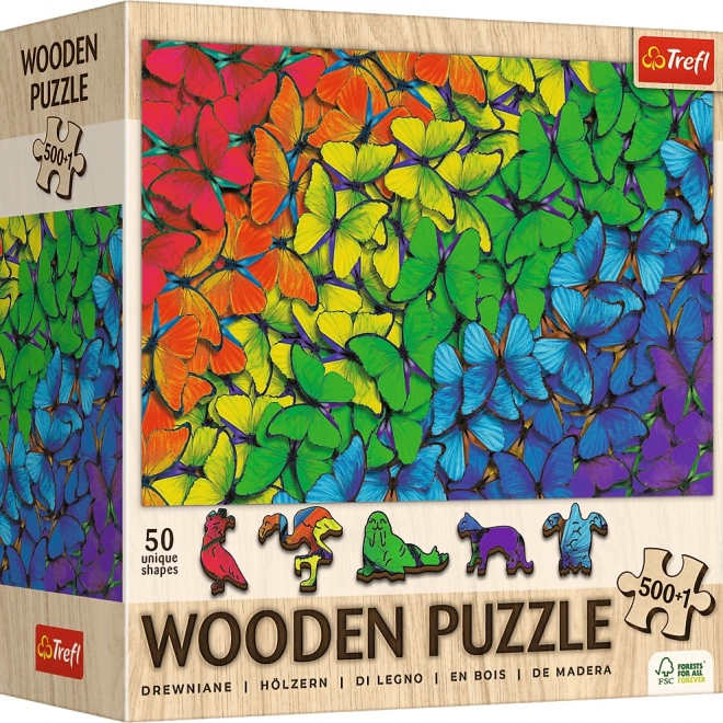 Dřevěné puzzle TREFL Duhoví motýli 501 dílků