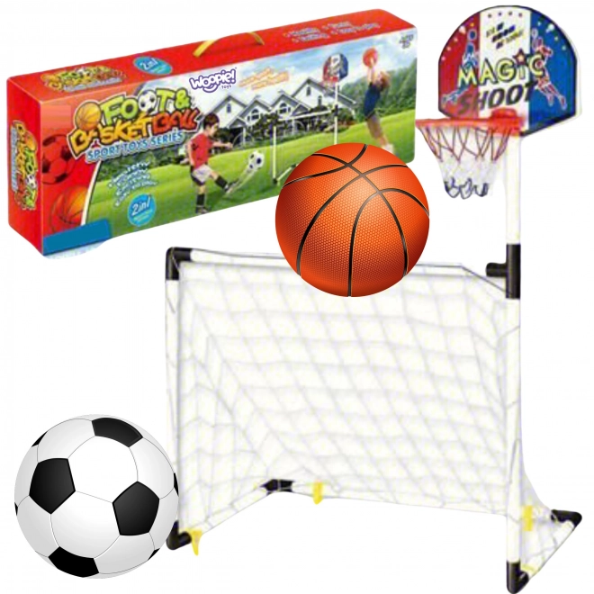 Dětský sportovní set 2v1 Basketbal a Fotbal Woopie