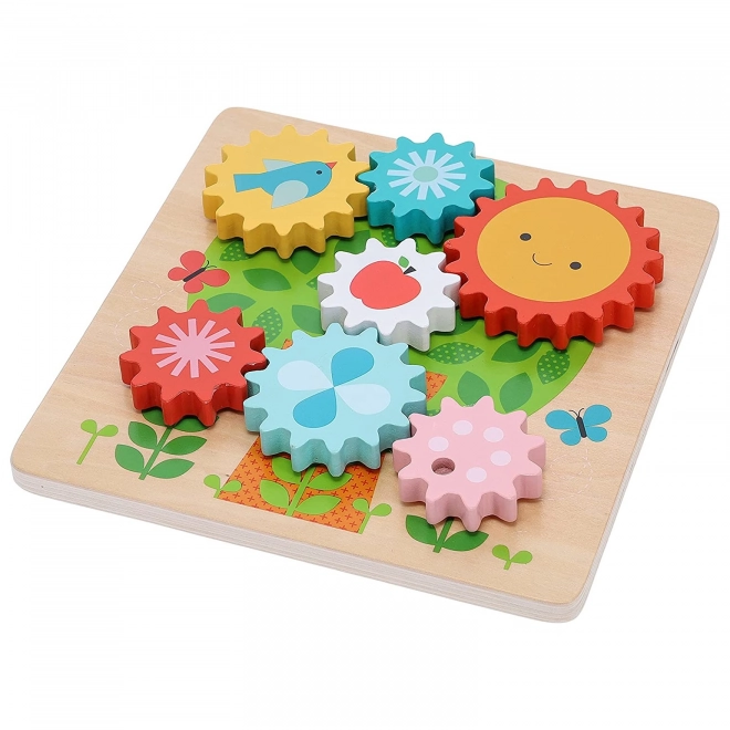 Dřevěné puzzle s ozubenými kolečky pro děti