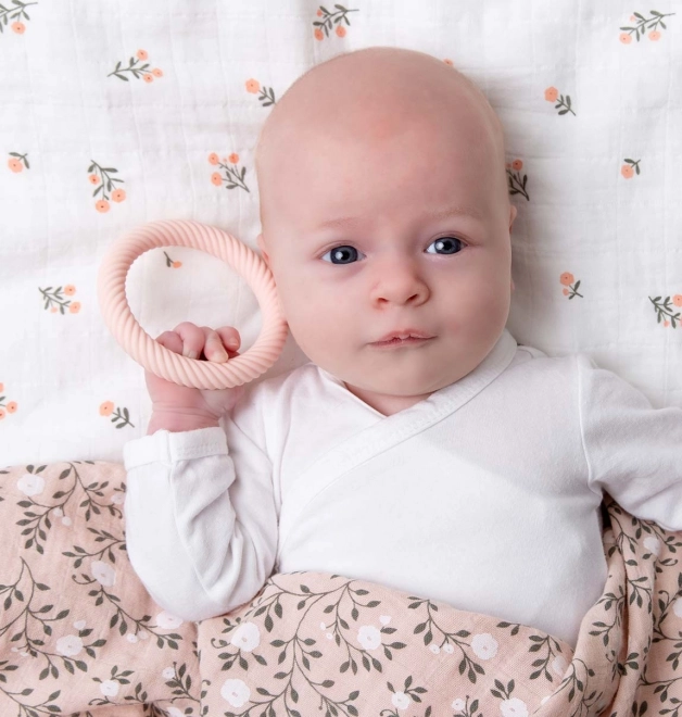 A Little Lovely Company Silikonová kousátka s listy 2 kusy – Jahody se smetanou