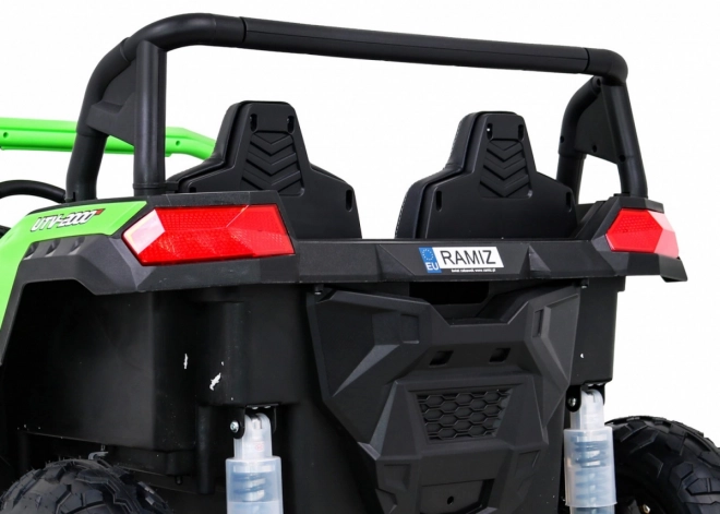 Silná závodní čtyřkolka buggy pro 2 děti Zelená + Střídavý motor + Nafukovací kola + LED audio