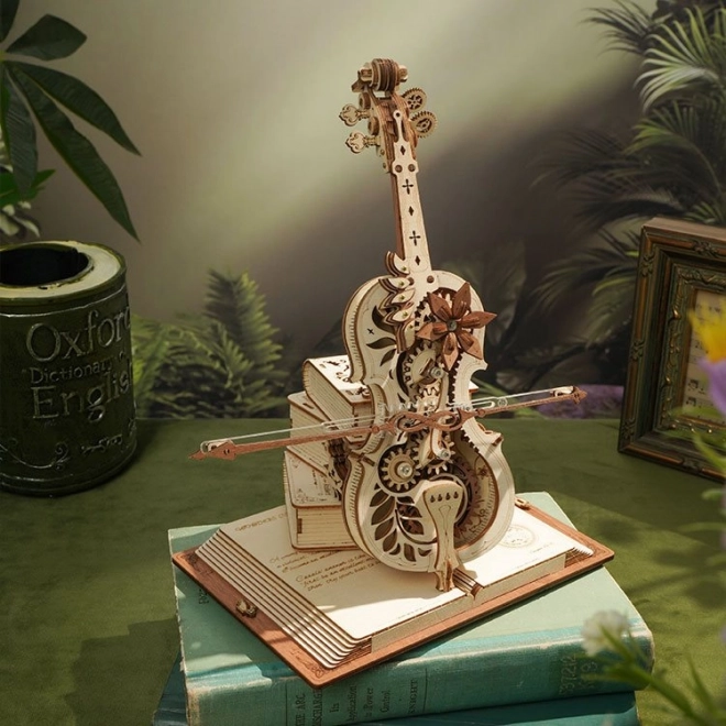 RoboTime dřevěné mechanické puzzle Kouzelné violoncello (elektrický pohon)
