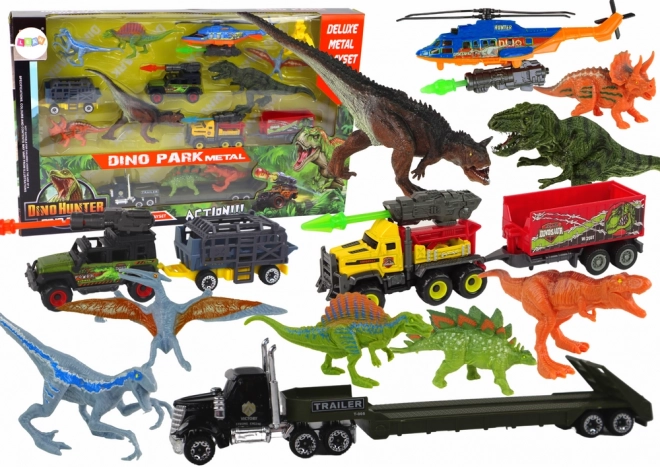 Velký dinosauří set s vrtulníkem a vozidly