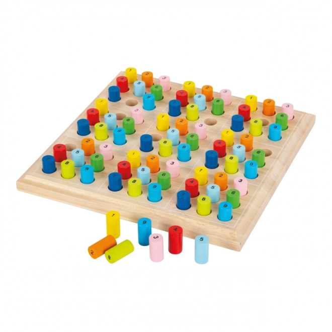 Dřevěné sudoku s barevnými válečky