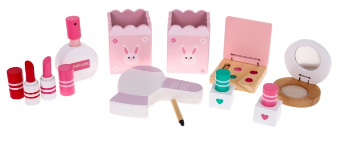 Dřevěná toaletka s taburetem pro holčičky Domácí salon krásy Make-up + Příslušenství