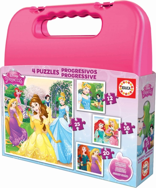 Puzzle v kufříku Disney princezny 4v1