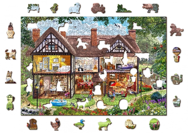 WOODEN CITY Dřevěné puzzle Dům na letní sezónu 2v1, 505 dílků EKO