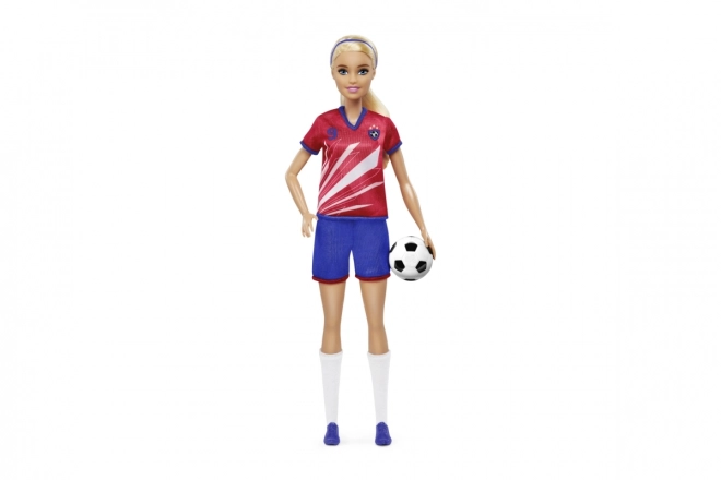 Barbie fotbalová panenka v červeném dresu