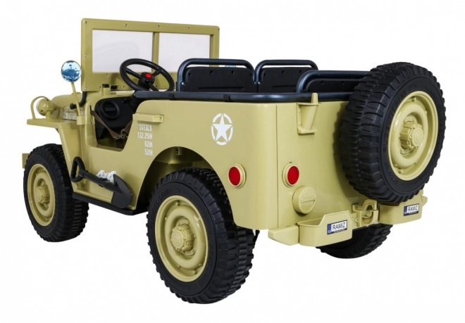 Retro vojenské auto pro děti s 4x4 pohonem, místem pro 3 a EVA kola