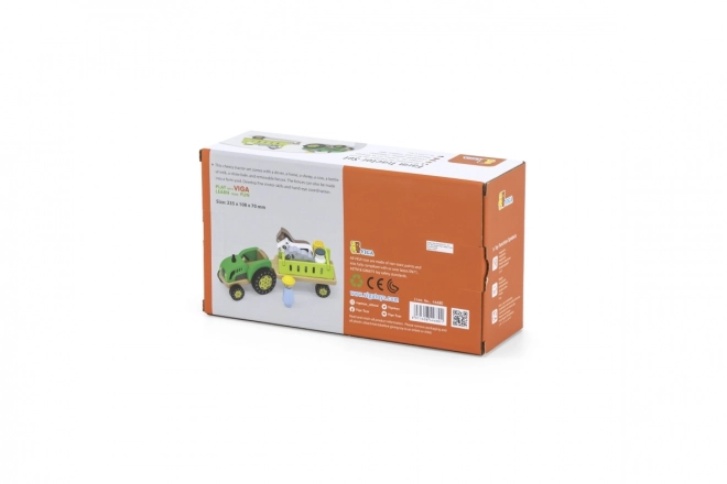 Dřevěný traktor s farmářskými zvířaty Viga Toys