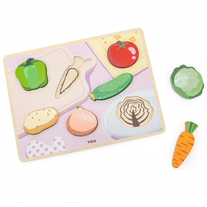Dřevěné puzzle zelenina Montessori VIGA