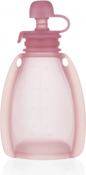 Silikonová plnitelná kapsička na dětskou stravu Transparent pink 120 ml