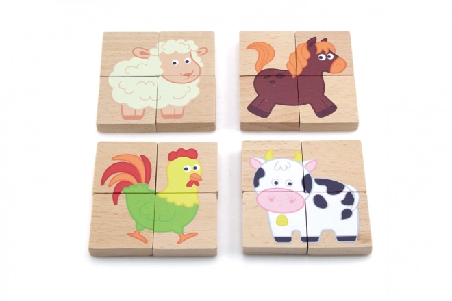 Dřevěné magnetické puzzle - zvířátka