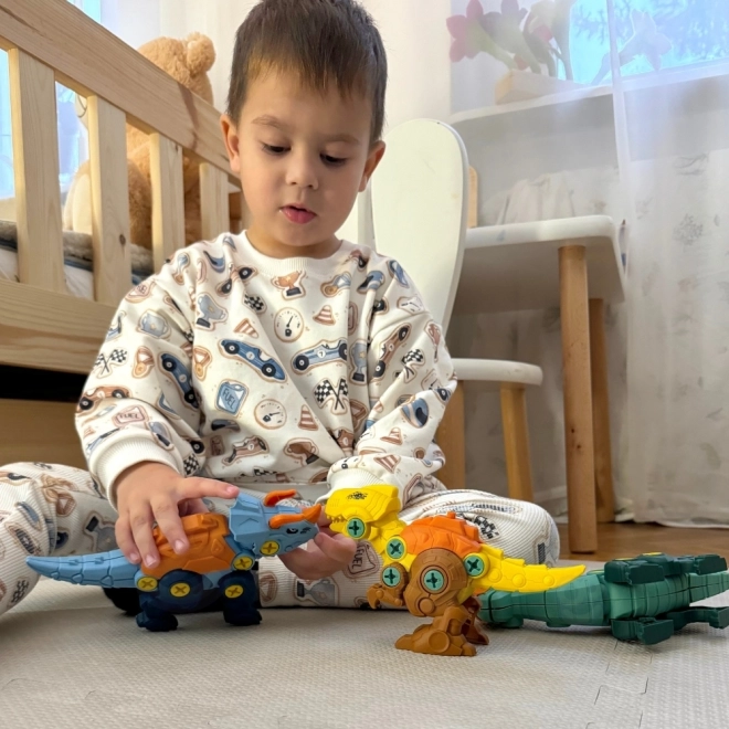 Woopie sada dinosauři ke šroubování 3 ks stavební sada s kufříkem a vrtačka s šroubovákem