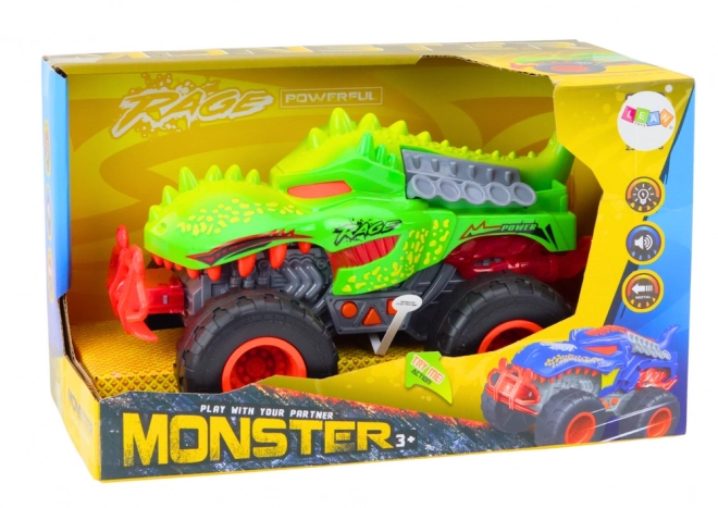 T-Rex Dinosaurus Terénní auto Světla Zvuky Pohon Zelená