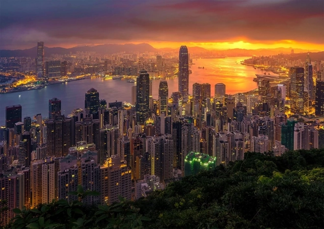 Užijte si puzzle Hongkong za úsvitu 1000 dílků