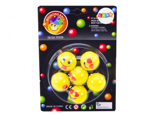 Sada žlutých skákacích míčků Emoji 6 ks