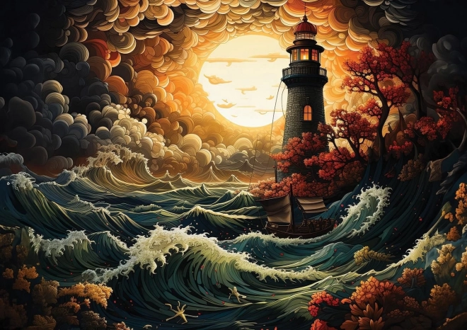 ART PUZZLE Puzzle Maják v bouři 1500 dílků