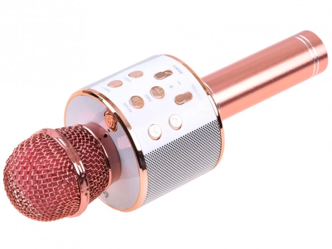 Bezdrátový karaoke mikrofon s reproduktorem – Růžová